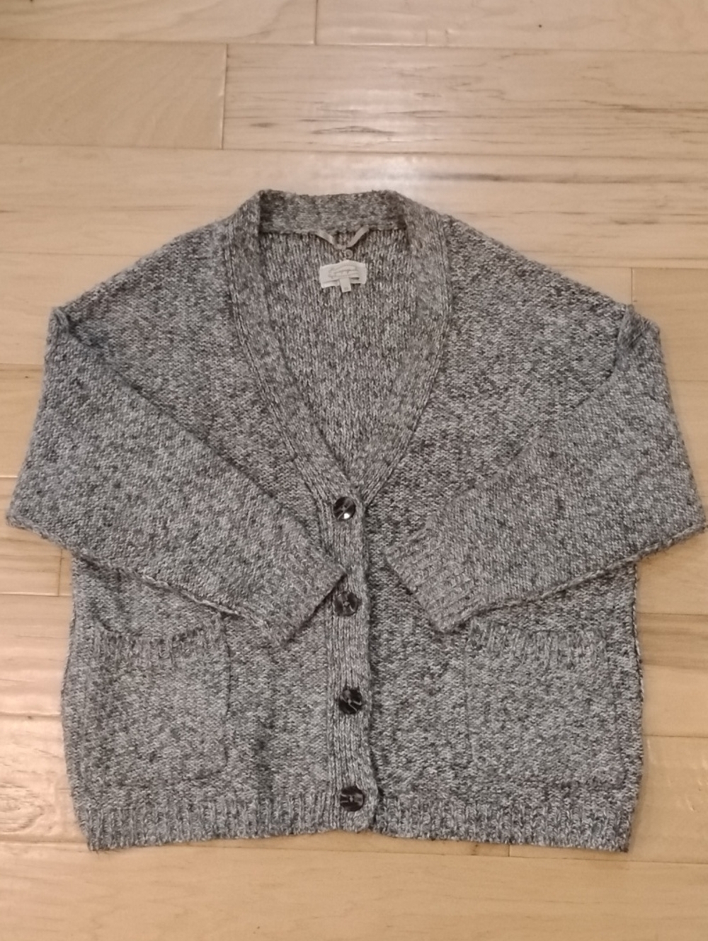 Cozy Gray Marled Button-Front Cardigan Sweater